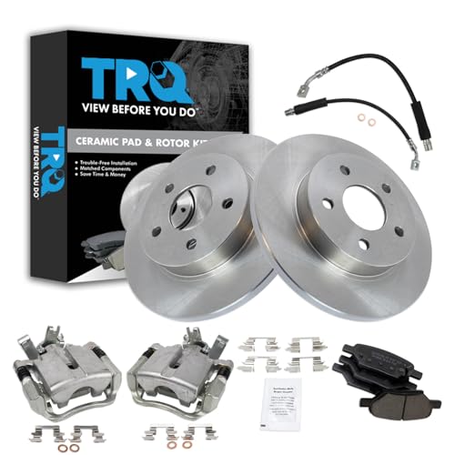 TRQ Rear Brake Pad and Rotor Set Ceramic Calipers Compatible with 2005-2007 Chevrolet Malibu