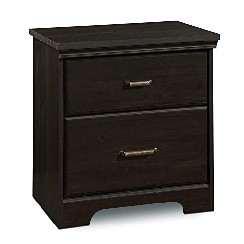 South Shore Versa 2-Drawer Nightstand, Ebony with Antique Handles
