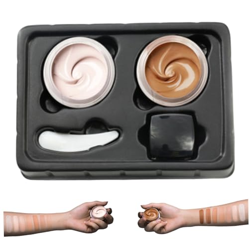 Cubra de tatuajes Implaz de maquillaje, 10 g de tatuaje de tatuaje de doble color, corrector impermeable a prueba de agua para cicatrices, manchas y vitiligo