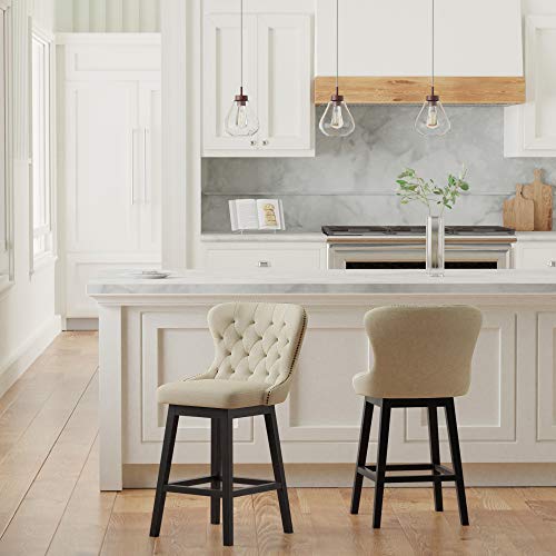 Amazon Brand – Stone & Beam Morgan Memory-Swivel Counter-Height Barstool, 38.2"H, Hemp #TOP1