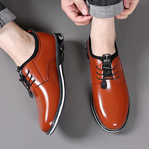 Yuhaotin Sneakers For Men Waterproof 10 Wide Plantar Fasciitis Non Slip Shoes Fashion Style Men's Breathable Comfortable Business Lace Up Work Halloween Decor Work Tennis Shoes For Men Brown #TOP4