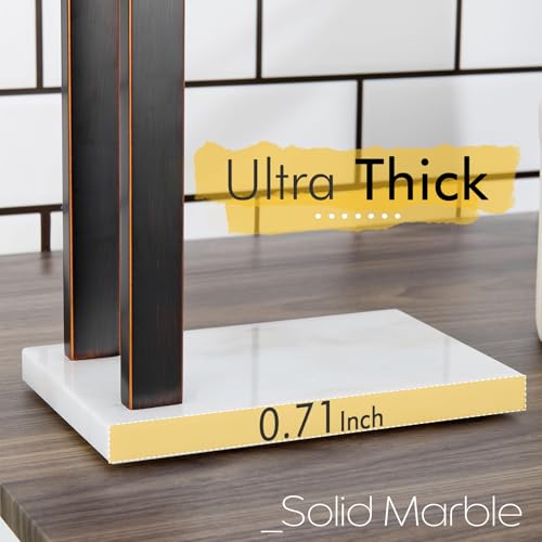 Image of KOKOSIRI Hand Towel Bars Stand Towel Rack 2-Tier with Marble Base for Bathroom Vanity Countertop, Oil Rubbed Bronze Stainless Steel 15.7'' Height THS0007-ORB