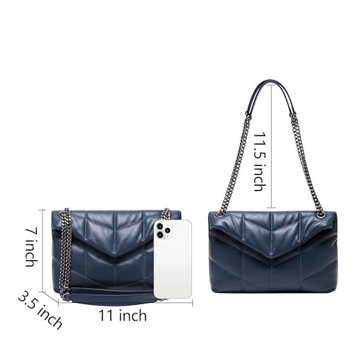DORIS&JACKY Designer Leather Shoulder Purse For Women Lambskin Quilted Tote Bag With Convertible Chain Strap3