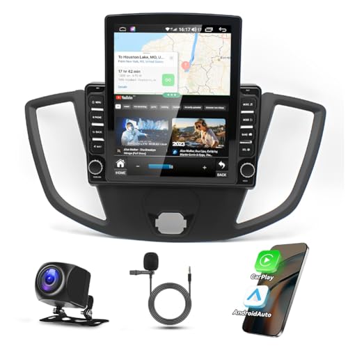9.7" Android 13 Car Stereo for Ford Transit 2013-2019, for Ford Transit Custom 2014-2019 Double Din Touchscreen Radio with w/Carplay & Android Auto Bluetooth WiFi GPS Navigation AHD Camera Mic, 2+32G