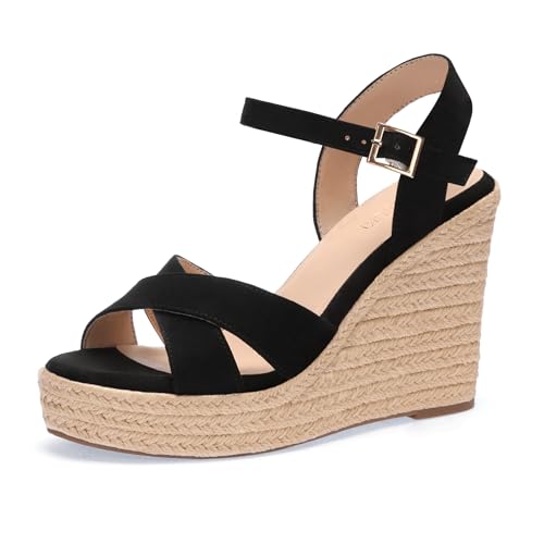 VICKI·VICKI Women's Wedges Heels Espadrilles Sandals Wedge Platform Women Shoes Dressy Summer Black Size 6 by VICKI·VICKI - Used condition - Image 8
