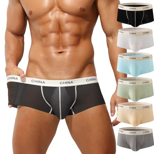 Mens Ice Silk Sheer Boxer Briefs Underwear Trunks Shorts Breathable Underpants2