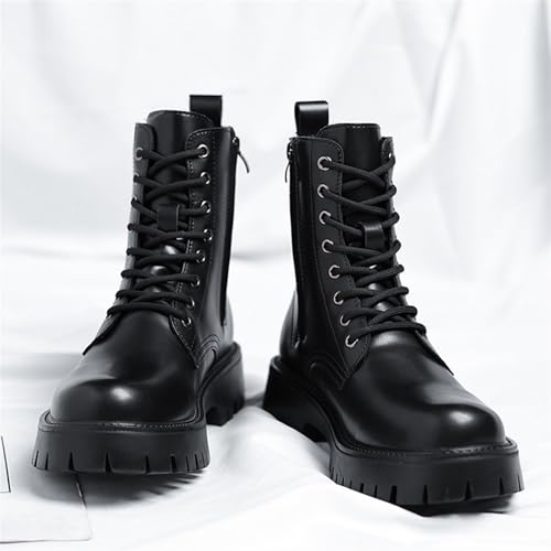 Men's Chukka Boots Fashion Motorcycle Boots Leather Platform Lug Sole Ankle Boots Side Zipper Combat Boots For Men2
