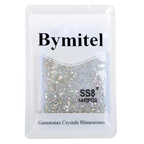 Image of 2880 Pieces Nail Art Rhinestones Glueless Hotfix Round Flatback Glass Crystals for DIY Jewelry Making with a Picking Pen (ss8 2880pcs, Crystal AB)