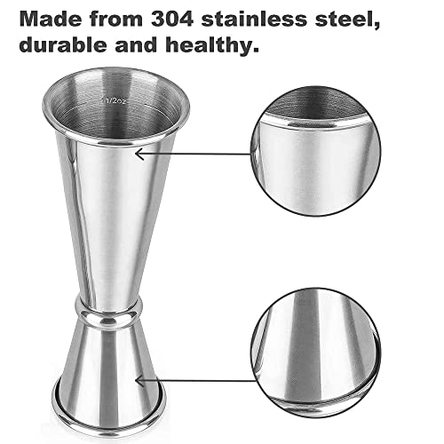 Cocktail Jigger For Bartending - Japanese Double Sided Jigger With Measurements Inside, 2 Oz 1 Oz Stainless Steel Measuring Jigger #TOP6