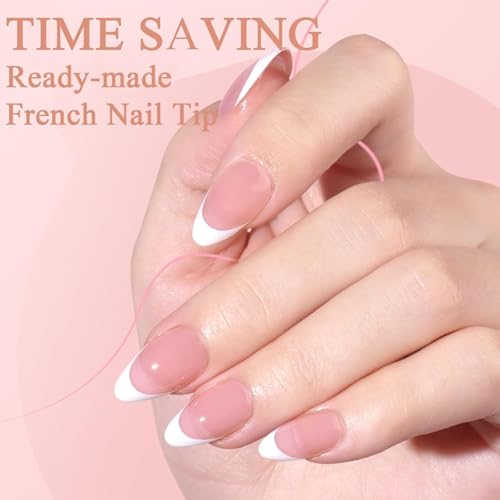 Image of 9 Color Press On Nails Fake Nail 216 Pcs, French tip press-on nails, Press on Nail, Artificial Nail Extensions Combo in Multicoloured, Full Cover Glossy Nude False Acrylic Nails for Women Girls (04, 216 count (Pack of 1))