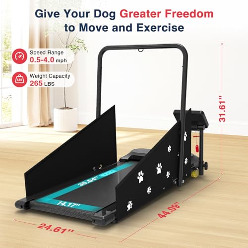 Redliro Dog Treadmill - Pet Indoor Treadmill for Medium/Small Dogs - Weight Capacity 265 lbs - Dog Fitness Running Machine with Remote Control & Display Screen (Black)