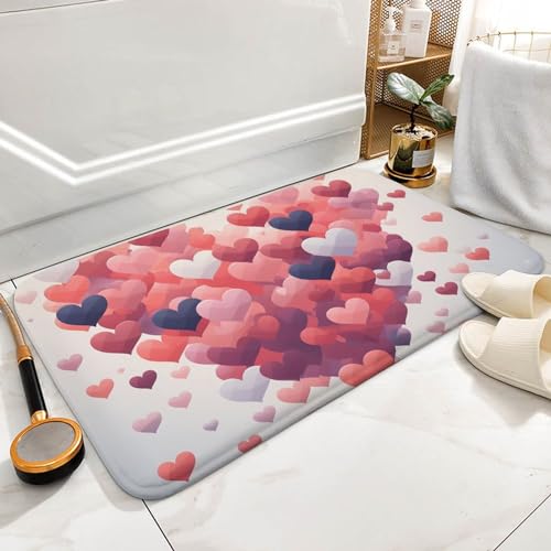 Tapis de salle de bain design cœurs pour sortie de douche cocooning - 7