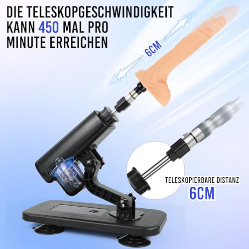 Sexmaschine mit Dildo für Frauen und Männer, Fickmaschine mit 3XLR-Anschluss, Automatische Stoßfunktion Fickle maschine mit 10CM Saugnapfadapter, Liebesmaschine für Paare, Sexspielzeug mit 5 Aufsätzen