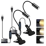 2 Stück Klemmlampe Mit Stecker, Led Schreibtischlampe Klemmbar, Leselampe Buch Klemme,...