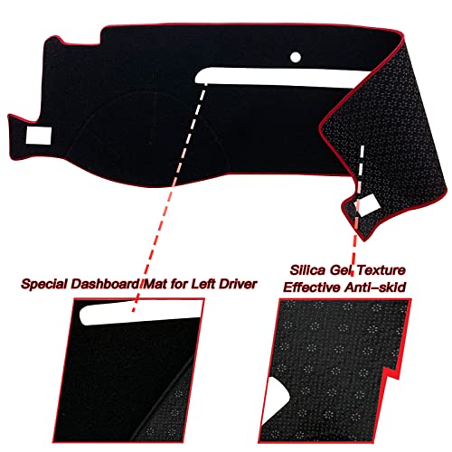 Keegtbox Dash Mat Cover Custom Fit For Chevy Chevrolet Silverado/Gmc Sierra Truck 2007-2013, Compatible With Chevy Suburban Tahoe Avalanche/Gmc Yukon Suv 2007-2014 Accessories (Red Rim) #TOP2
