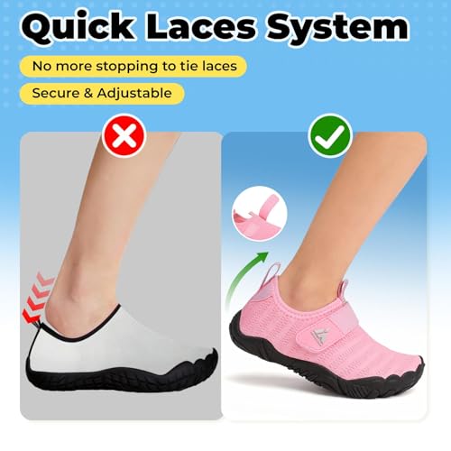 Image of Mishansha Kids Water Shoes Quick-Dry Wide Toe Box Non-Slip Barefoot Shoes Beach Pool Swim Shoes