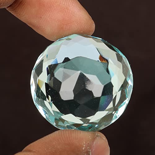 Real-Gems Round Cut Blue Aquamarine Loose Gemstone Perfect For Jewlery Making 70-80 Ct. Approx #TOP4