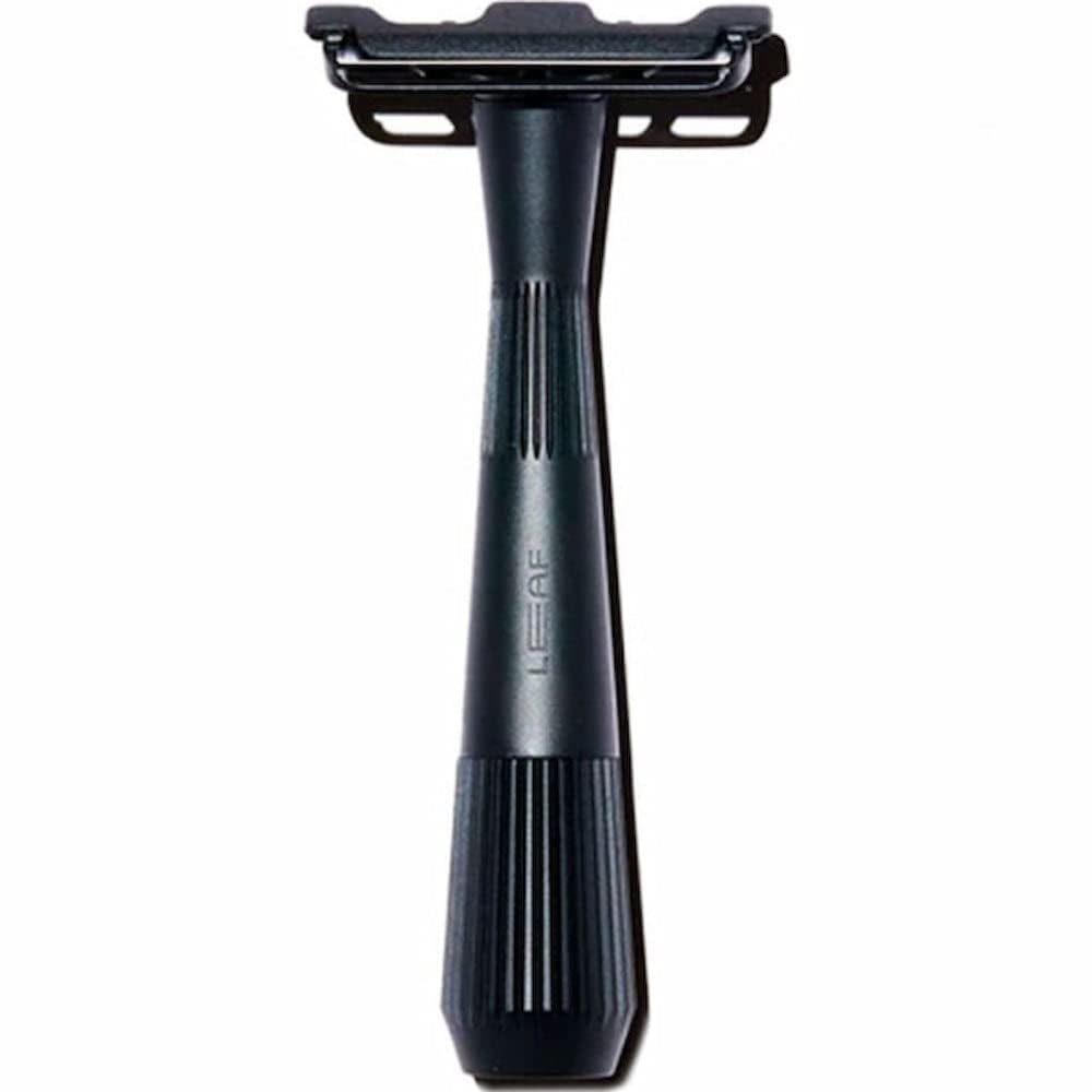 Leaf Shave Twig Razor - All-Metal Single Blade Razor, 5 Blades - Black
