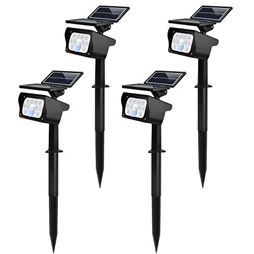 Weekly Top Sale MEIKEE 10 LEDs Solar Motion Sensor Landscape Spotlights, IP65 Waterproof Wireless Solar Powered Landscape Spotlights for Garden Patio Yard Cold & Warm White Adjustable(4 Pack)