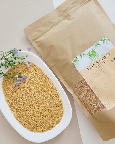 Leinsamen Gold ganze goldene 1kg von der Grünen Essenz ohne Zusätze - vegan - ganze Körner Naturbelassen - Rohkostqualität (1 Kg)