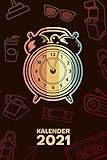  KALENDER 2021 A5: für Vintage Sammler - Vintage Uhr Terminplaner mit DATUM - Retro Organizer für Termine - Wochenplaner von Januar bis Dezember - 1 Woche auf 2 Seiten mit Kalenderwoche