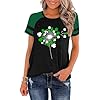 Women st patricks day clover raglan color block t shirt blessed lucky irish short sleeve shirt shamrock graphic tee tops  urban country home decor