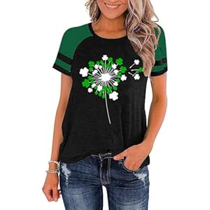 Women St Patricks Day Clover Raglan Color Block T Shirt Blessed Lucky Irish Short Sleeve Shirt Shamrock Graphic Tee Tops