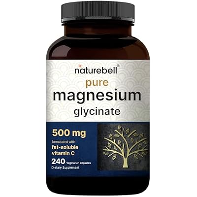 Naturebell Pure Magnesium Glycinate 500mg, 240 Veggie Capsules | 100% Chelated & Purified 3rd Party Tested, Vegan Friendly, Non-GMO, Filler Free