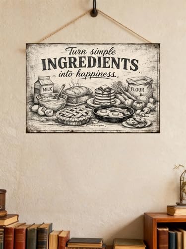 Turn Simple Ingredients Into Happiness Vintage Tin Sign Rustic Kitchen Wall Decor Metal Plaque Farmhouse Baking Food Illustration Art Cafe Pantry Dining Room 8x12 Inch Pre Drilled Holes - Image 4