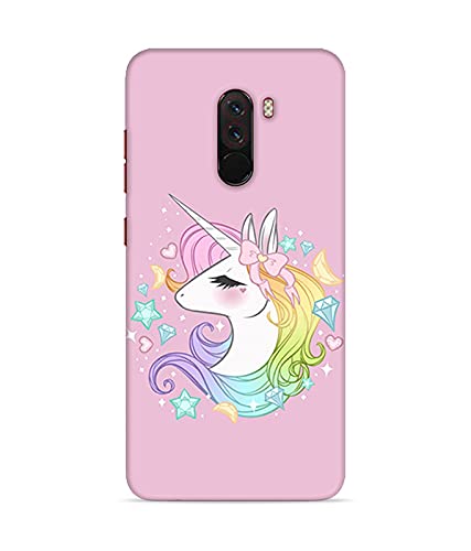 Next Door Enterprises Unicorn Printed Back Cover Case for Poco F1 (Poly Carbonate | Pink)