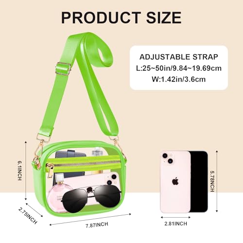 Image of Fibrdoo Clear Bag Stadium Approved, Leather Clear Crossbody Purse Bag for Concerts Sports Events Festivals