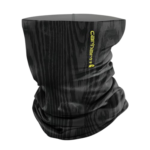 Image of Carhartt Force Lightweight Neck Gaiter, Woodgrain Print-Black /Shadow, One Size