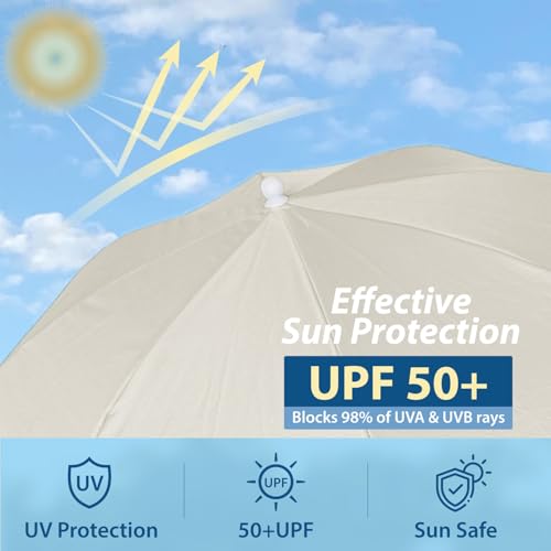 AMMSUN Chair Umbrella with Universal Clamp Adjustable 47 inches and 360° Swivel & UPF 50+ Protection Portable Sun Umbrella, Secure Clip on Camping/Beach Chairs, Stroller, Wheelchair, Golf cart, Lounger, Beige, 2 PACK by AMMSUN - Used condition - Image 5