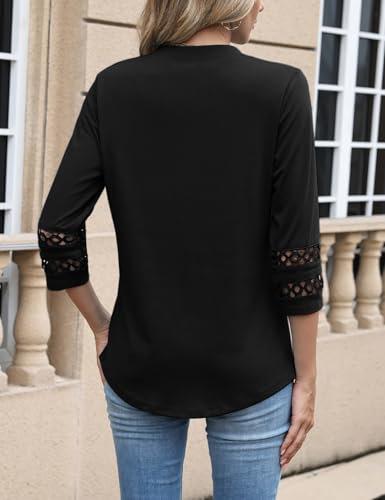 CiCiBird Womens 3/4 Sleeve Blouses Casual Button V Neck Shirt 2025 Trendy Tops2
