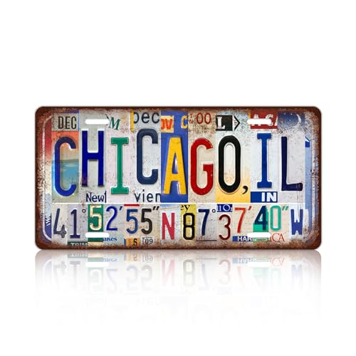 Vintage City License Plate Chicago,Il Wall Decor Metal Tin Sign f...
