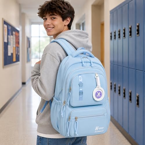 Image of Korean Style School & College Backpack with Detachable Pouch | 18 Inch Large capacity bag for Girls & Boys Age of 12-16 years | Best for School, Tution, Travel, Camping