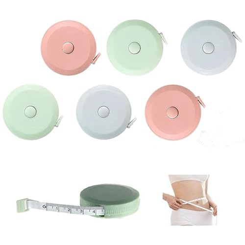 6 Packs Mesure de bande,Soft Mesure de la bande de couture pour la mesure du corps,59Inch/1.5M Mini Mesure des rubans de mesure, des tissus et des vêtements, à la main (3 Couleur)