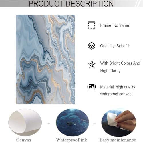 Póster de mármol abstracto de 60x80cm en azul grisáceo sin marco para decoración de salón 7