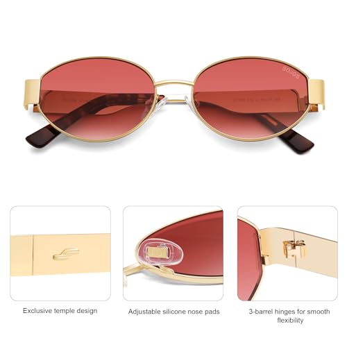 Image of SOJOS Retro Oval Sunglasses for Women Trendy Classic Shades UV400 Protection SJ1256