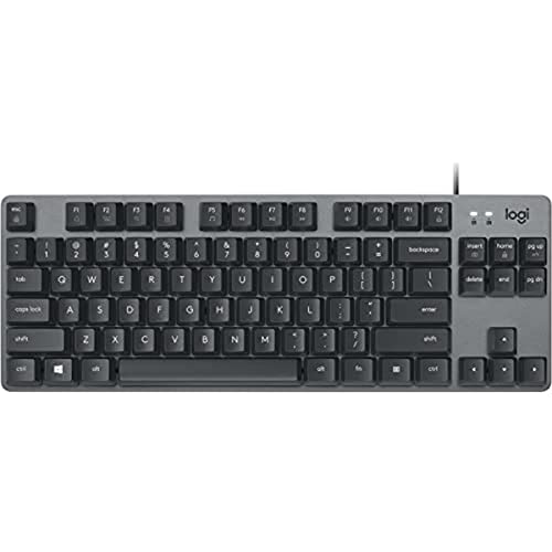 Logitech K835 TKL Mechanical Corded Aluminium Keyboard, Blue Switches, QWERTZ German Layout - Grey