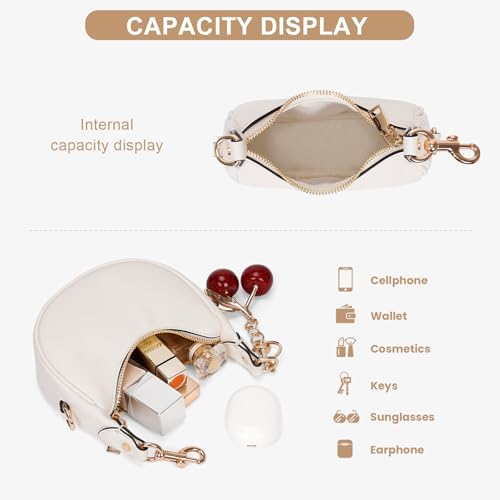 Image of JQWSVE Small Top Handle Bags for Women Mini Purses Cute Ladies Handbags Crescent Mini Crossbody Bags with Cherry