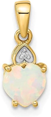Bijou 14K Yellow Gold Diamond Opal Heart Pendant