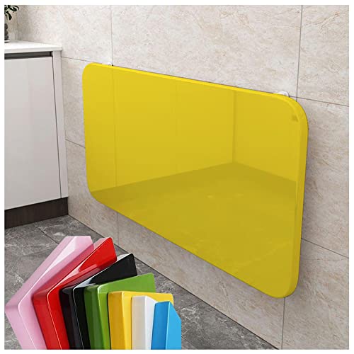 Table pliante murale robuste jaune au design épuré gain de place