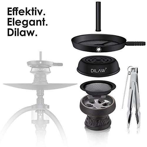 DILAW® Shisha Steinkopf Set Kaminkopf Small Tabaksieb Kohlezange Kaminaufsatz Tabak Kopf, Farbe:Black – Bild 6