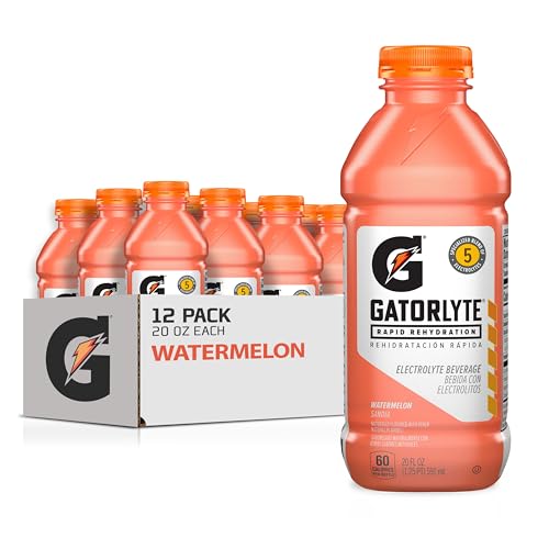 Gatorlyte Rapid Rehydration Electrolyte Drink, Watermelon, 20 fl oz Bottles (12 Pack), Specialized Blend of 5 Electrolytes, Lower Sugar, No Artificial Sweeteners, No Artificial Flavors, Gatorade, Hydration