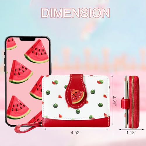 Image of Cute Print Wallet Blueberry Strawberry Cherry Wallet with Credit Card Holder Zipper Coin Purse for Women Girls (WATERMELON)