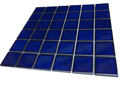 Tenedos Premium Quality 2" Cobalt Blue Square Pattern Porcelain Mosaic Tile (Not Peel And Stick Tile) For Kitchen Backsplash, Pool Tile, Bathroom Wall, Accent Wall((1 Sheet)) #TOP5