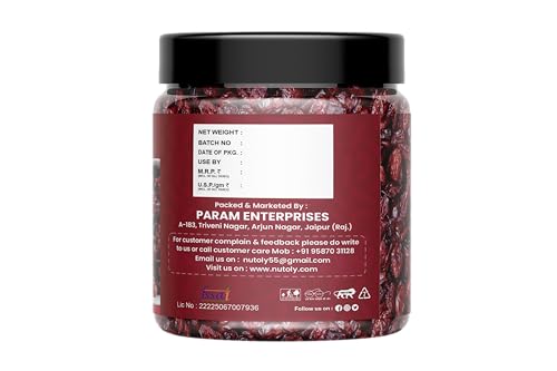Image of Nutoly Dried Cranberries, Naturally Sweetened Premium Californian Cranberry, Antioxidants Rich, Delicious and Chewy Snack, Ideal for Snacking, Baking, Perfect for Gifting, 250 Grams