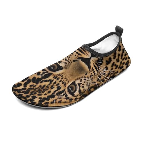 Water Shoes for Women Men Cute Leopard Water Sports Shoes Slip-on Breathable Lightweight Athletic Aqua Sock