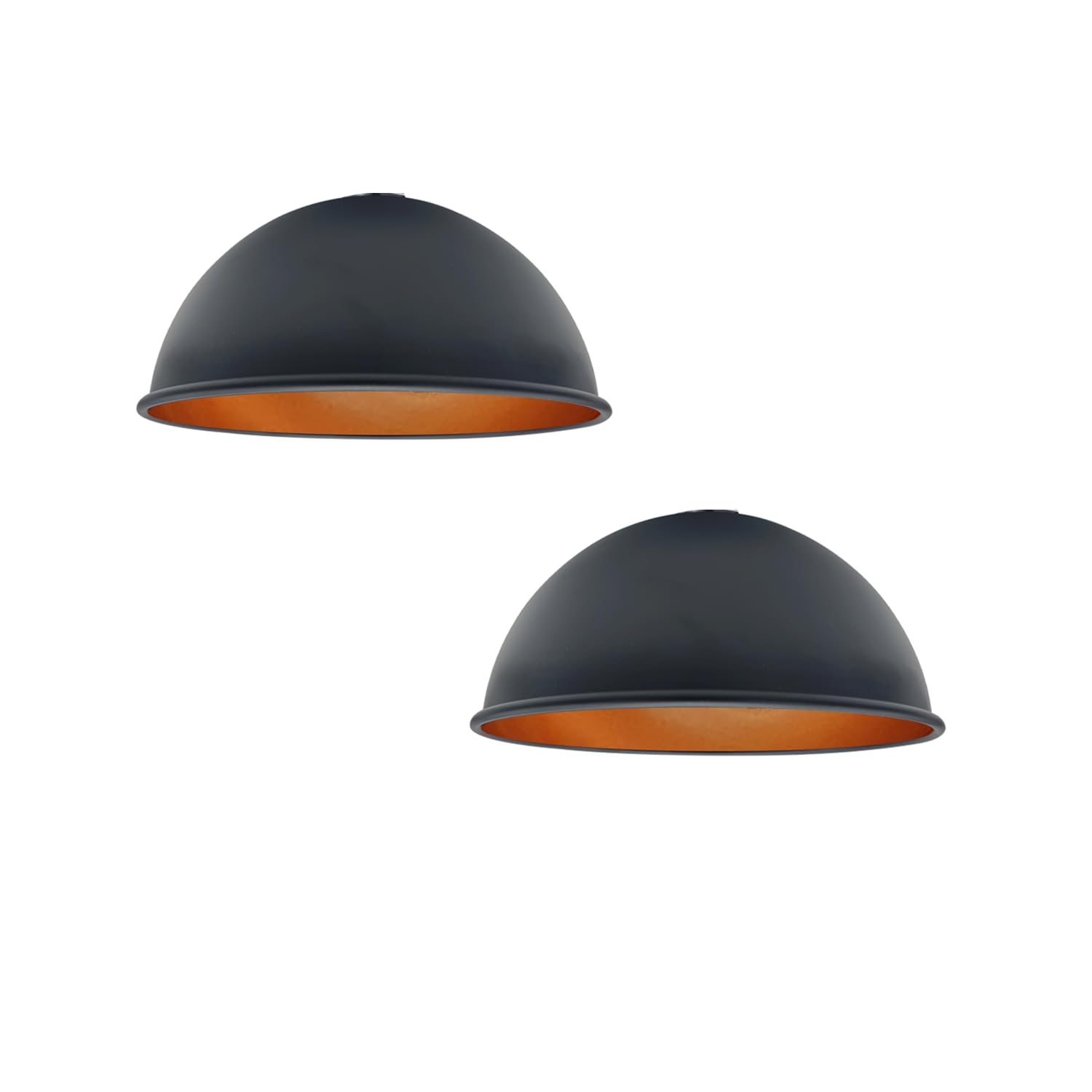 2er-Pack Lampenschirme Vintage Metall Retro – Kuppelförmig, Schwarz/gold, E27 Max. 60W, Höhe 100 Mm, Ø